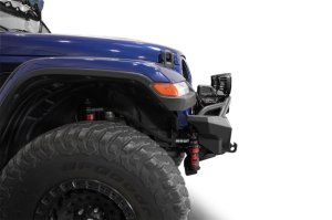Jeep Wrangler JL Front Bumper - Addictive Desert Designs - Phantom Series, Stubby Winch, Satin Black Aluminum Accent Panels - Hammer Black - `18-`24